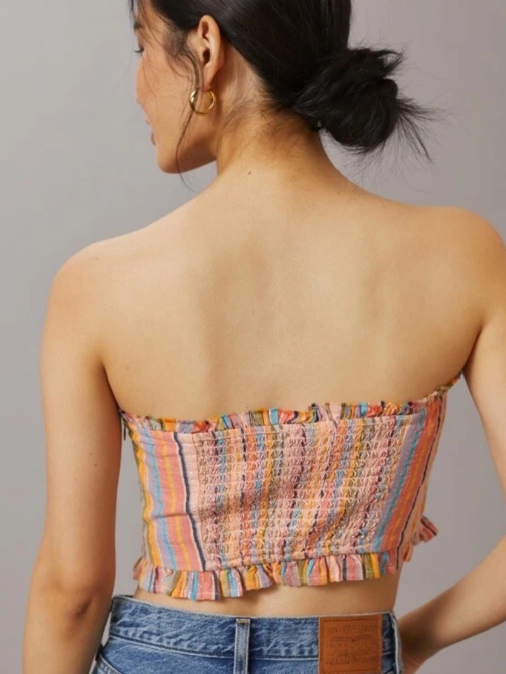 Anthropologie x Pilcro Rainbow Smocked Tube Top S - Picture 3 of 14